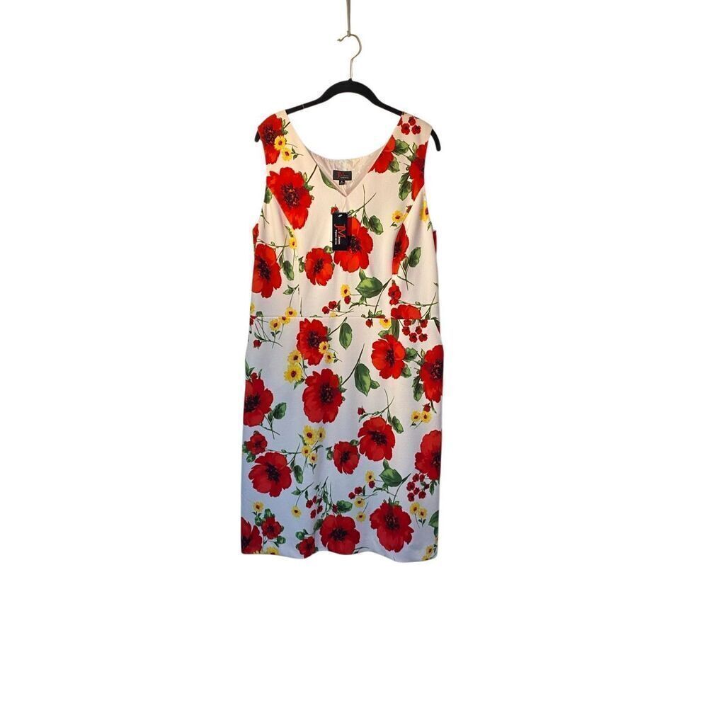 NWT JM studio women’s floral, V-neck, sleeveless dress size 14